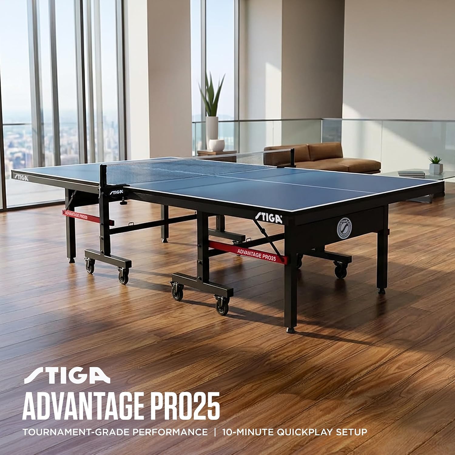 STIGA Advantage Series Indoor Ping Pong Table, Foldable Table Tennis Table - 13, 15, 18, and 25mm Tabletops - Quickplay 10 Minute Assembly - Playback Mode - Recreational- to Tournament-Level