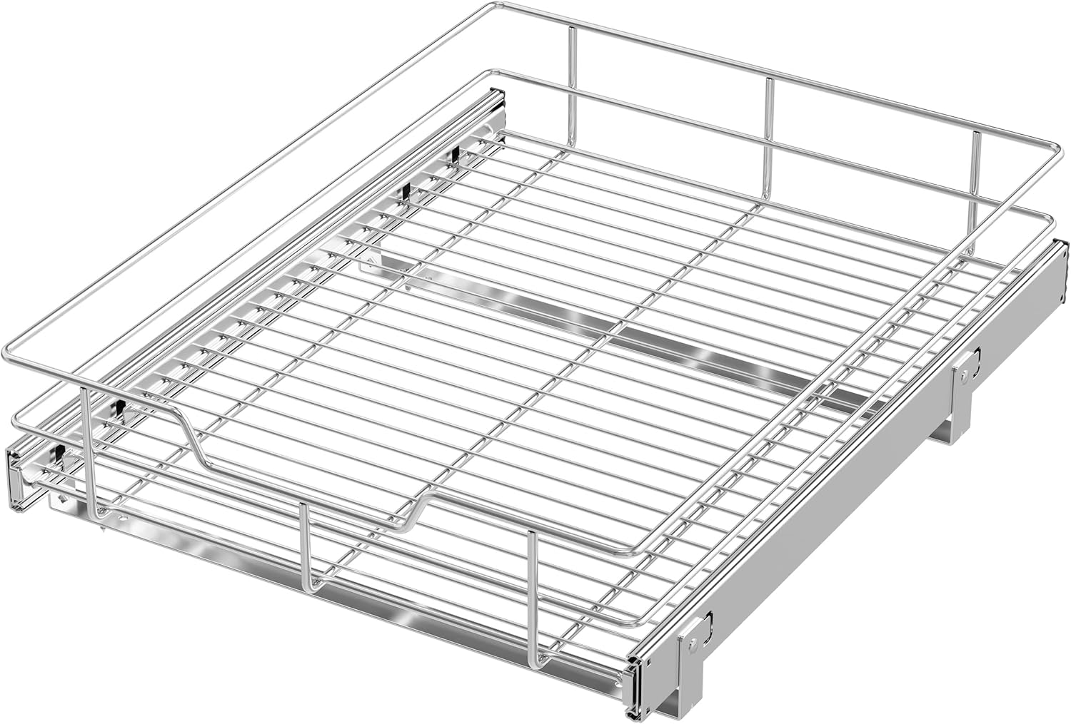 2 Tier Pull Out Cabinet Organizer 11" W X 22" D, Chromed, Full Slide Out