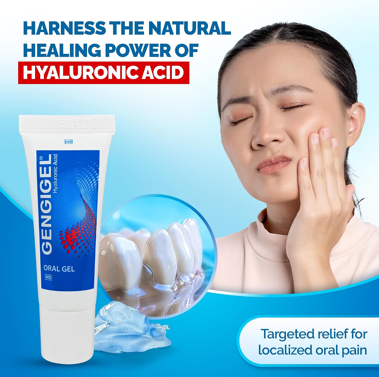 Gengigel Hyaluronic Acid Oral Gel for Mouth & Gum Discomfort (20ml), Soothes Irritation, Promotes Natural Healing & Protects Delicate Oral Tissue