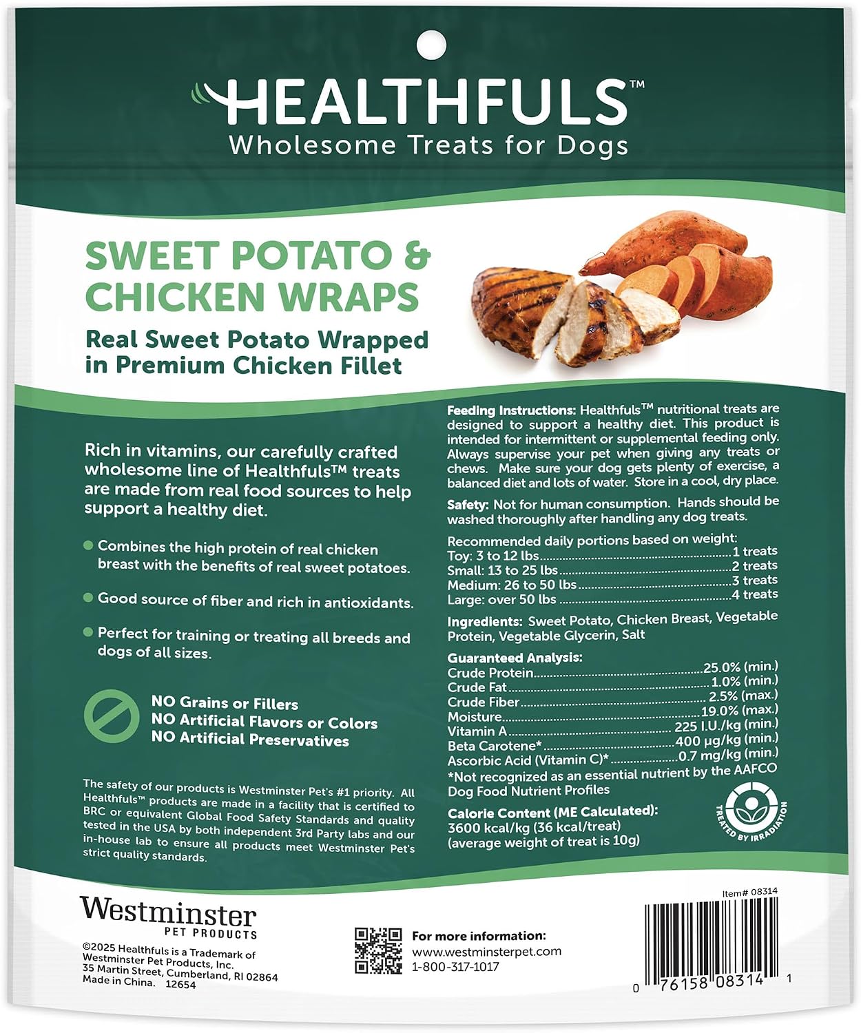 Healthfuls Chicken Wrapped Sweet Potato Dog Treats, 16oz