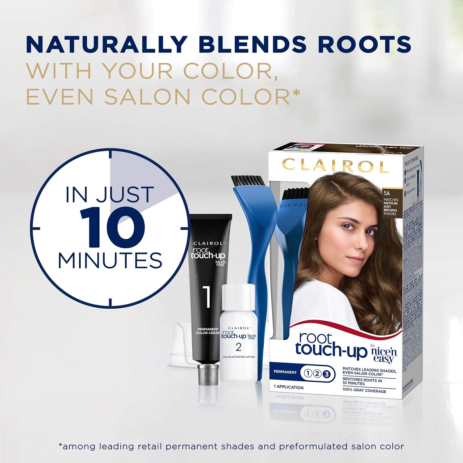 Clairol Root Touch Up Permanent Hair Dye, 6 Light Brown, Pack of 2