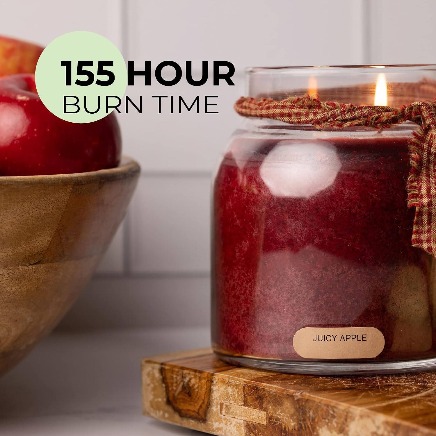 A Cheerful Giver - Juicy Apple - 34oz Papa Scented Candle Jar with Lid - Keepers of the Light - 155 Hours of Burn Time, Gift for Women, Red | Long Lasting Aromatherapy Candle with up to 155 Hours of Burn Time - Gift Ready (34oz)