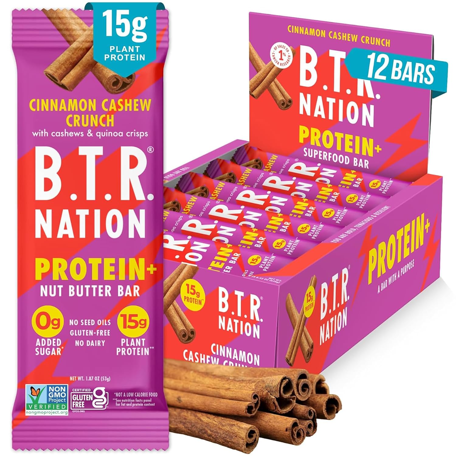 B.T.R Nation - Superfood Protein Bar Dark Chocolate - Vegan - 12 Bars