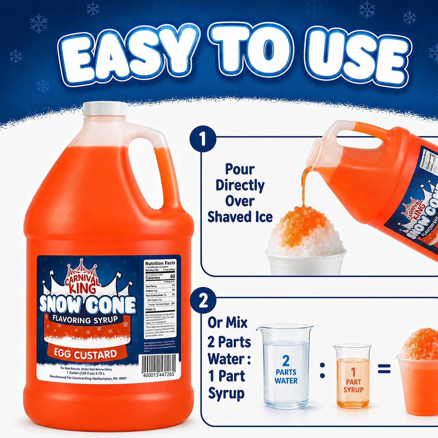 Egg Custard Snow Cone Flavoring Syrup