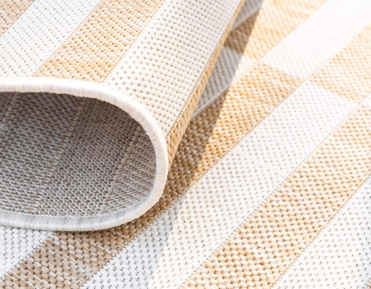 Unique Loom Outdoor Striped Collection Area Rug - Striped (7' 1" x 10' Rectangle, Taupe/Ivory)