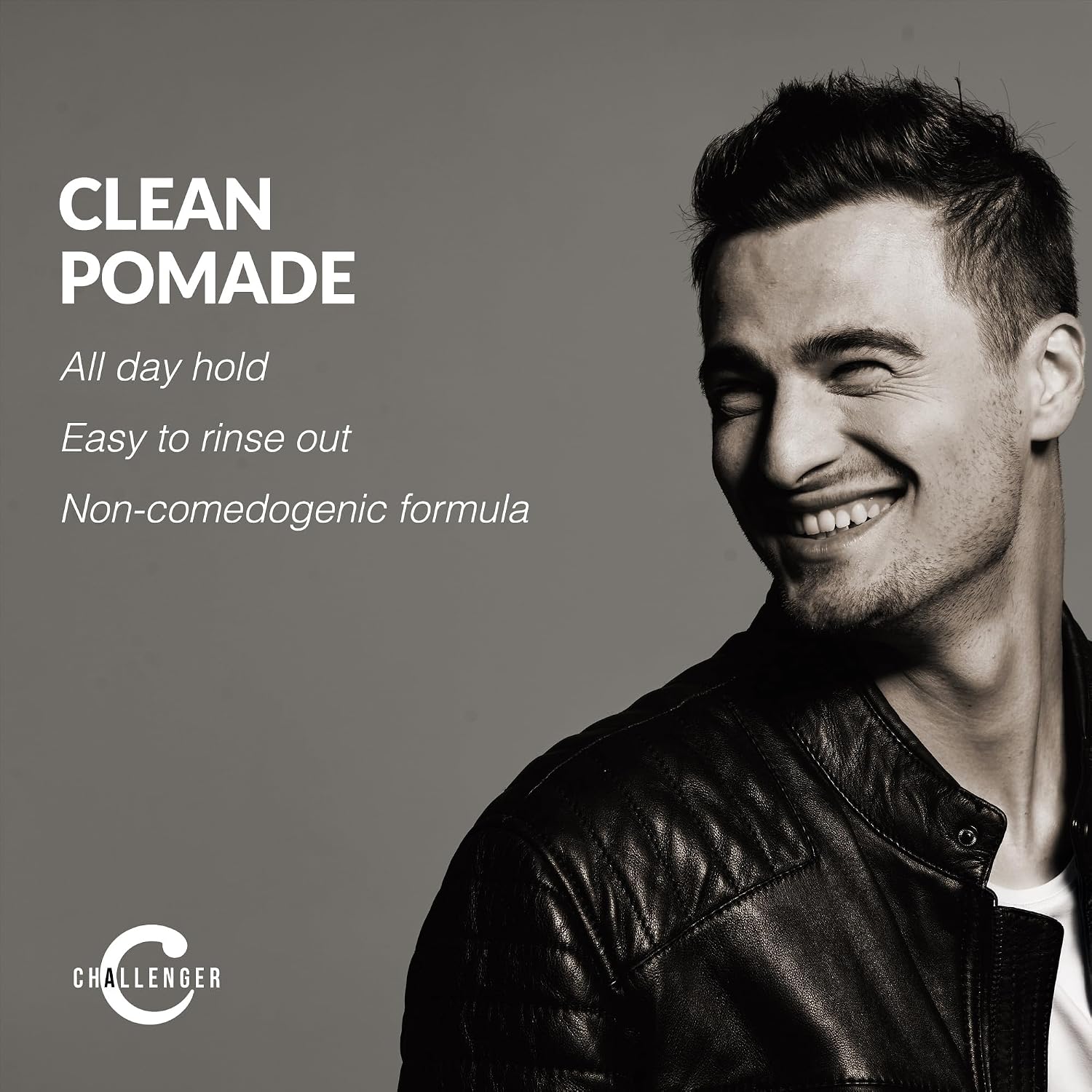 Challenger Men’s Clean Cream Pomade, 1.5 Ounce | Fragrance Free, Non-Comedogenic Hair Styling Product | Medium Firm Hold & Natural Finish | Shine Free, Unscented, Water Based & Travel Friendly
