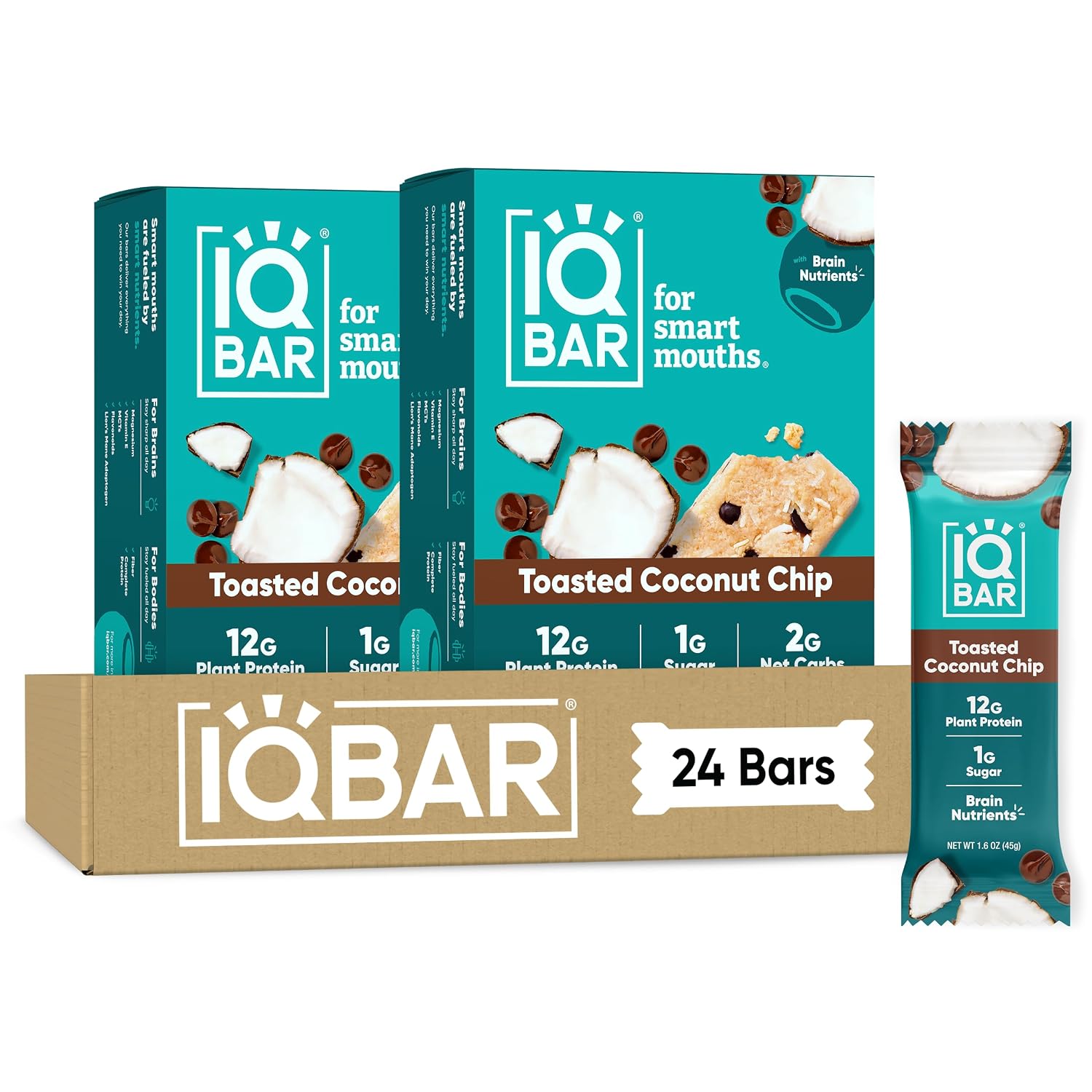 IQBAR Clean Protein Bars, Low Sugar Keto, Banana Nut 12-Count