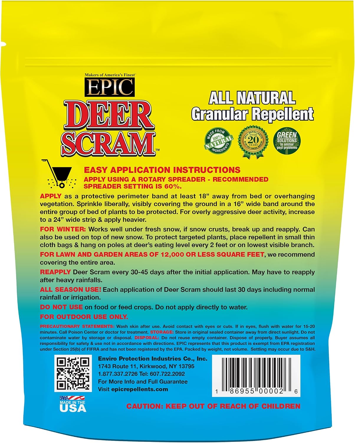 Deer Scram All Natural Granular Repellent - All-Natural, Animal, People and Pet Safe Granule Repellents (2.5 lb Shaker)