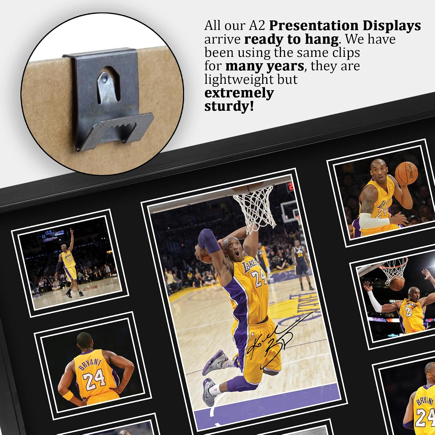 HWC Trading Kobe Bryant Signed Large 16 x 12 inch (A3) Printed Gifts Autograph Photo Display - 16" x 12" Framed