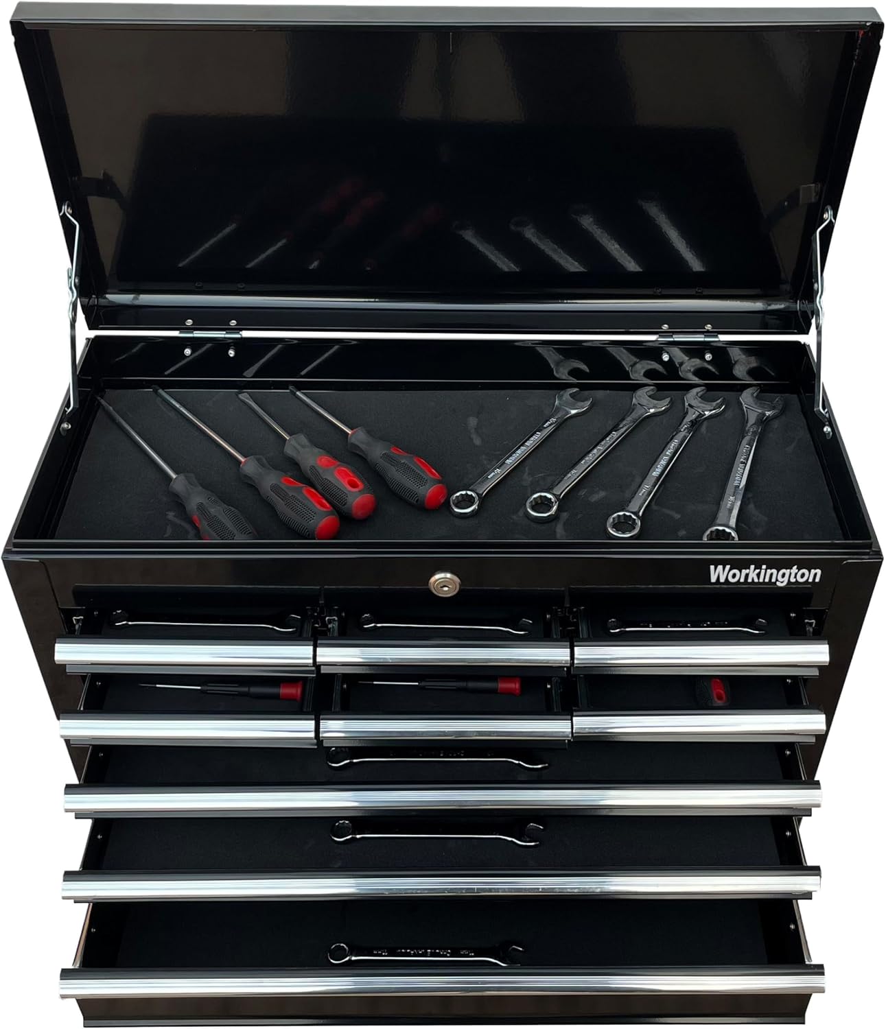 Workington Portable Metal Tool Chest with 9 Drawers, 24" 9-Drawer Tool Chest Cabinet with Ball Bearing Drawer Slides