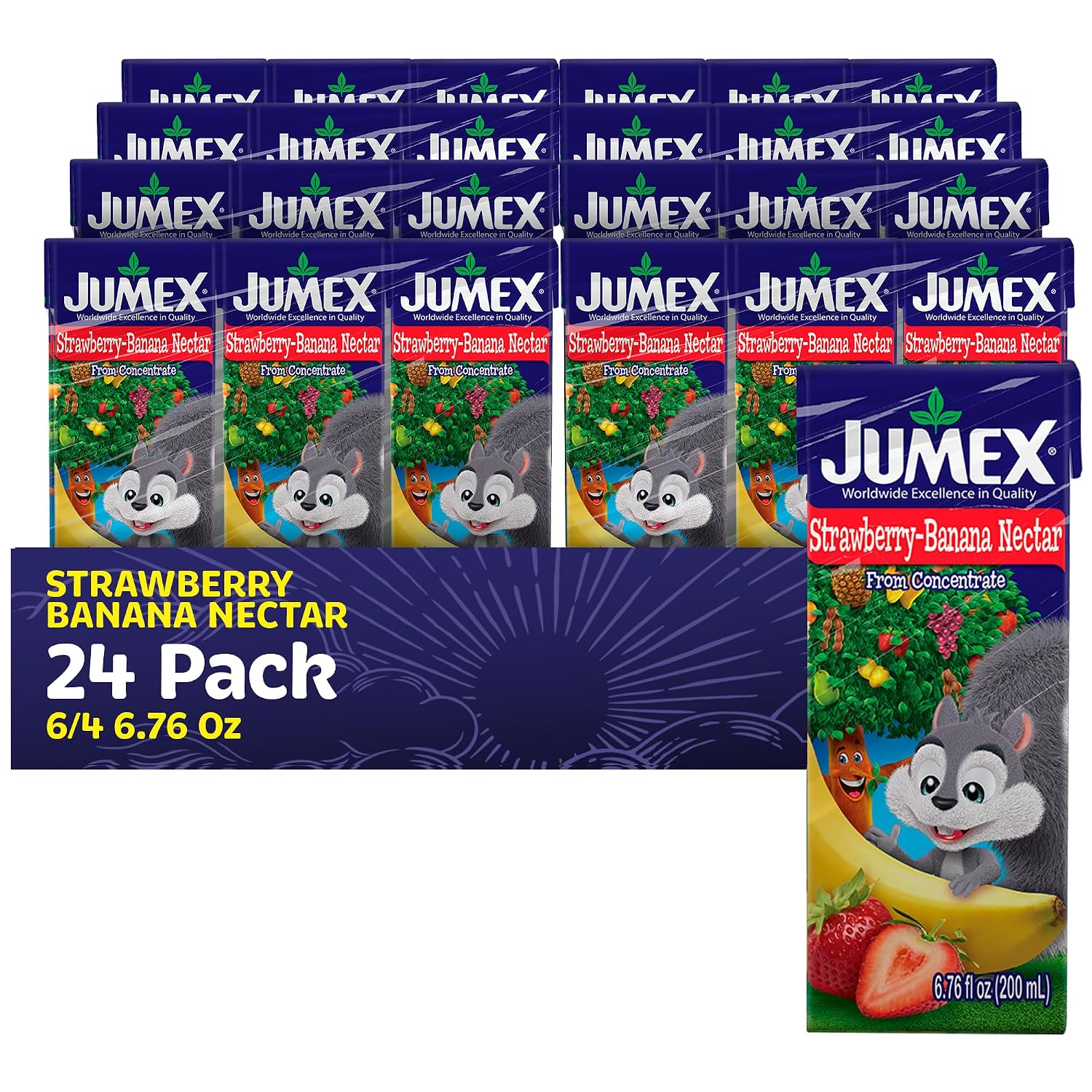 Jumex Apple Nectar Juice Boxes for Kids - Apple Juice Box with Straw - Mini Drinks for Kids - Made with Fresh Fruit Puree Concentrate - School Snacks & Smoothie Mix - 6.76oz, 24 Pack