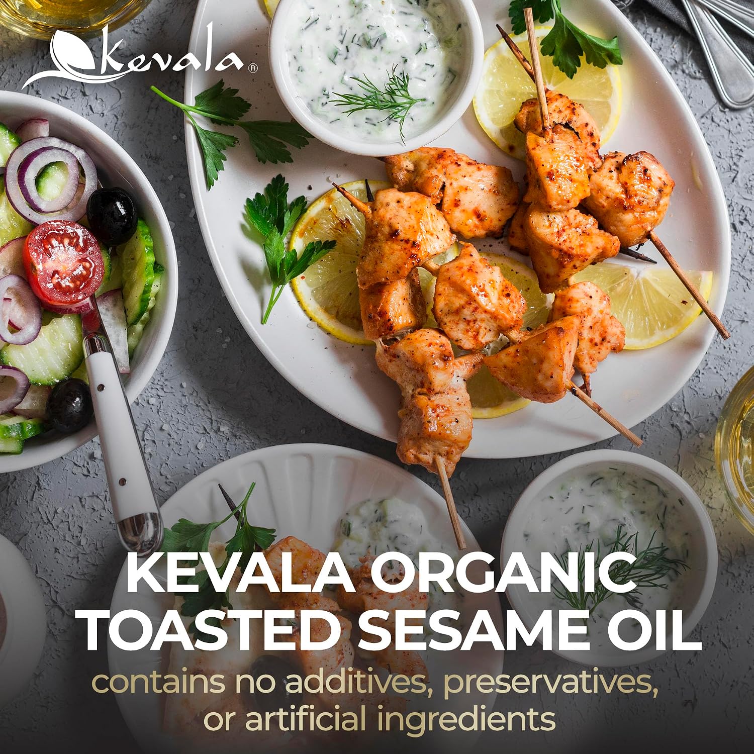 Kevala Organic Toasted Sesame Oil - 1 gal, Made with Organic Sesame Seeds | Medium Smoke Point Suitable for Light Roasting and Stir-Frying, Kitchen Pantry Essential Vegetable Oil, Salad Dressing Base
