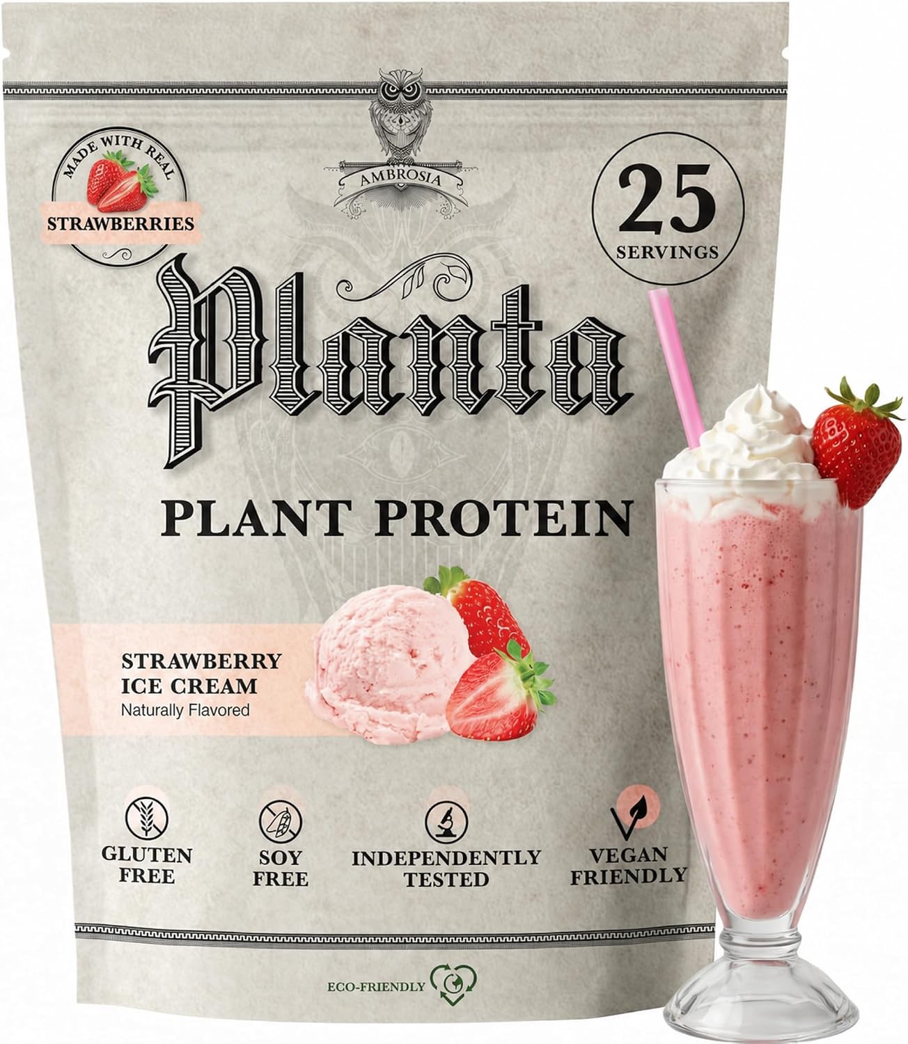 Ambrosia Plant Based Protein Powder 20g | Clean Vegan Pea Protein Powder | Gluten & Dairy Free, Keto Friendly, No Added Sugar | 25 Servings | Banana Maple
