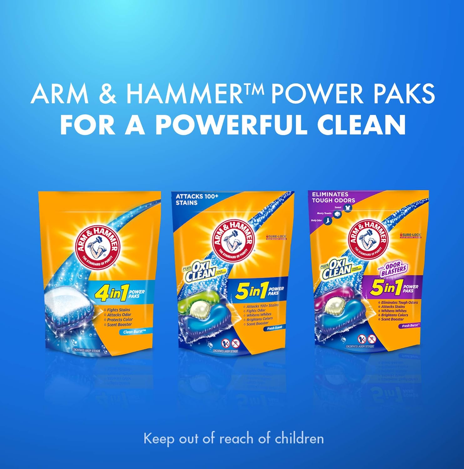 Arm & Hammer plus OxiClean 5-in-1 Power Paks, 17 Count (Packaging may vary)