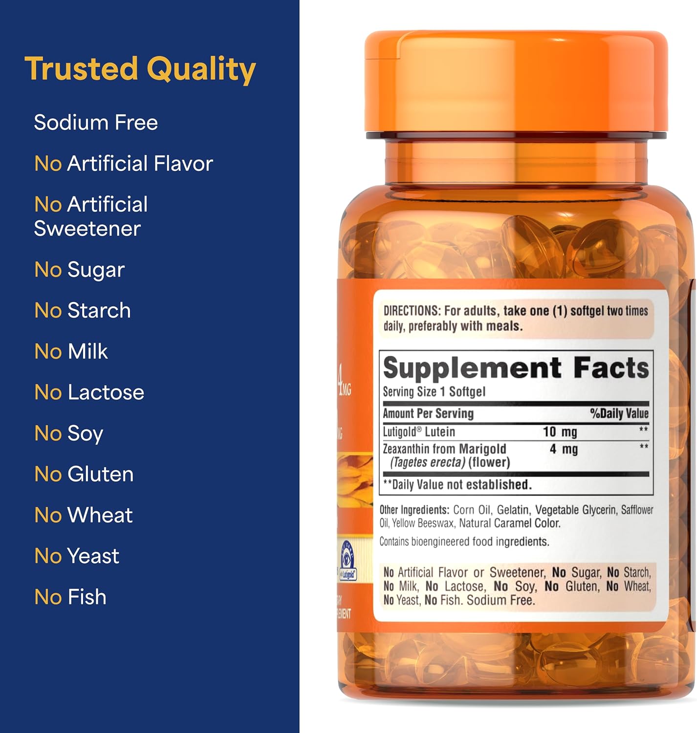 Puritan's Pride Zeaxanthin 4mg with Lutigold™ Lutein 10mg Carotenoids