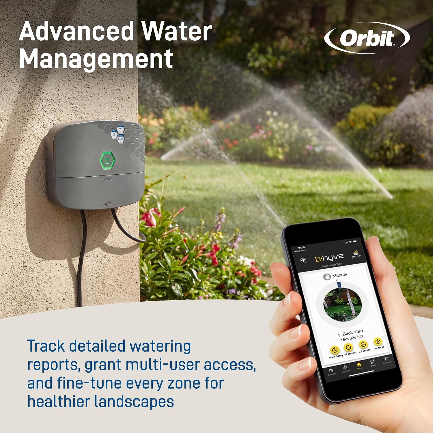 Orbit B-hyve XR Smart Sprinkler Timer - 8-Zone - WiFi-Enabled Indoor/Outdoor Irrigation Controller - App Control - Weatherproof Watering System