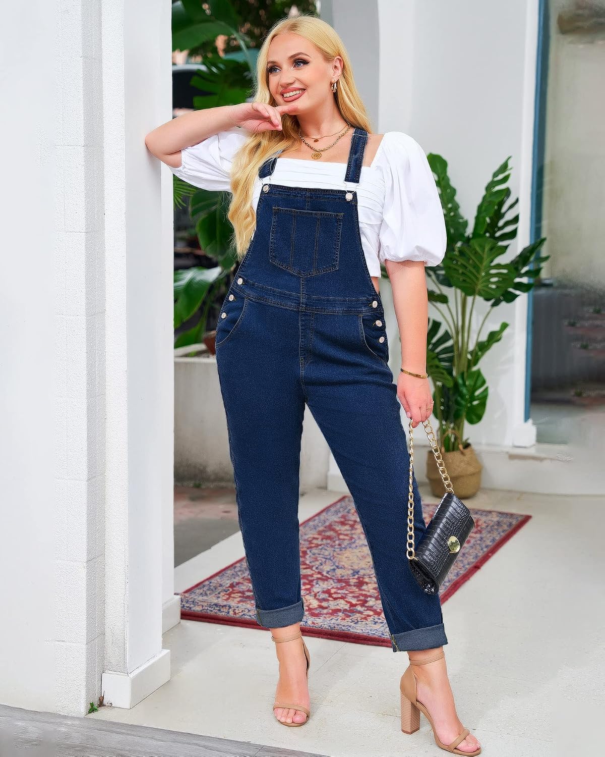 Vetinee Womens Classic Adjustable Straps Pockets Denim Bib Overalls Jeans Pants