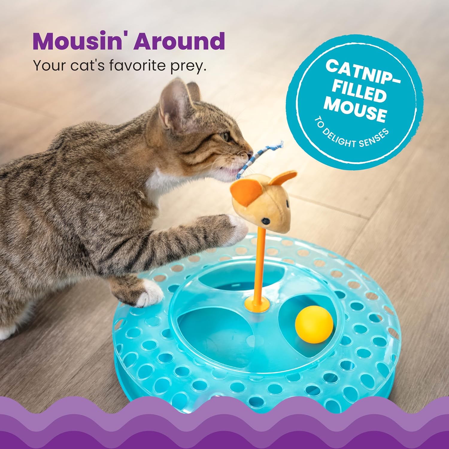 Catstages Tower of Tracks Cat Toy – 3-Level Track Tower with 6 Balls, Interactive Cat Toy for Indoor Enrichment