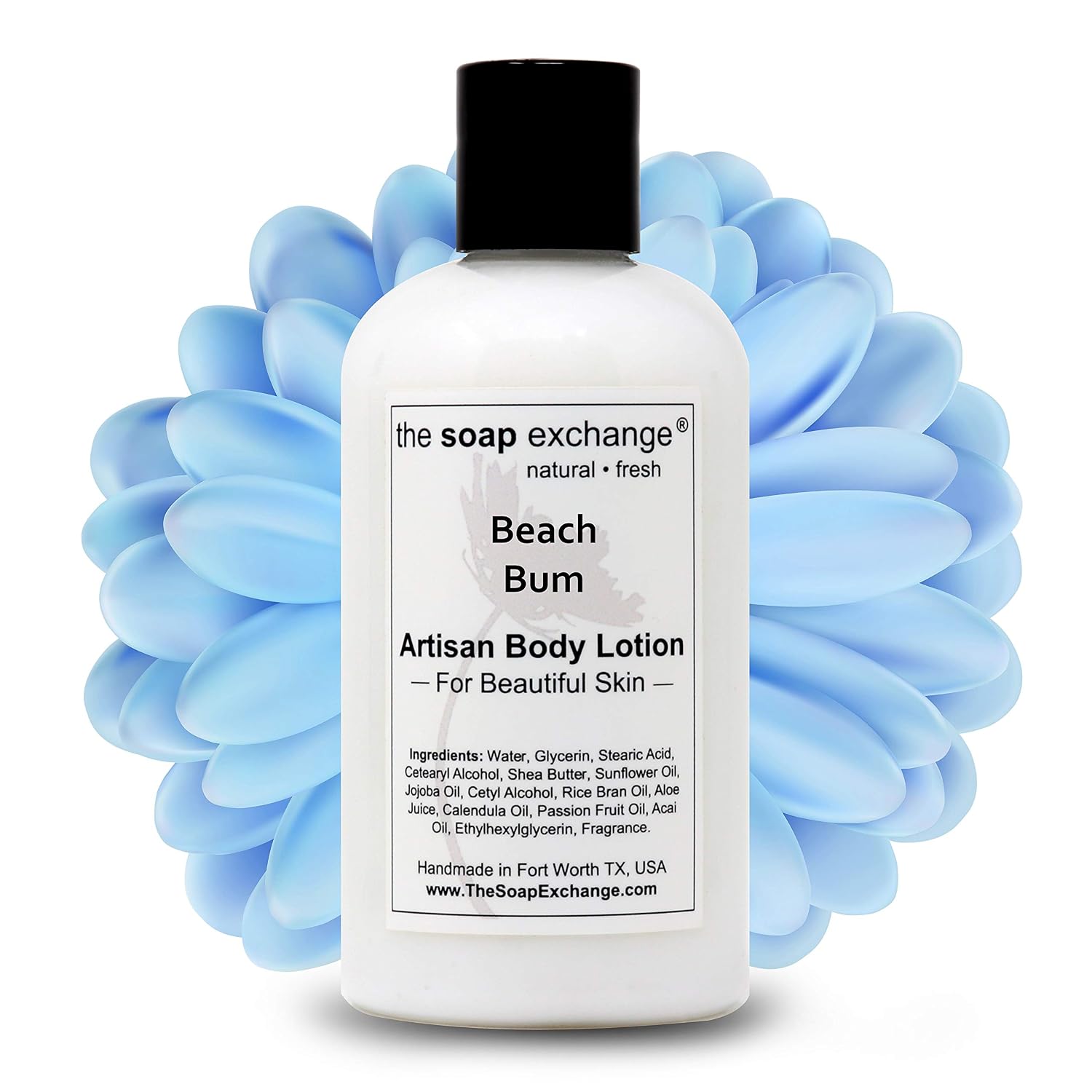 The Soap Exchange Body Lotion - Strawberries & Champagne Scent - Hand Crafted 8 fl oz / 240 ml Natural Artisan Skin Care for Hand, Face, & Body, Moisturize, Hydrate, & Protect. Made in the USA.