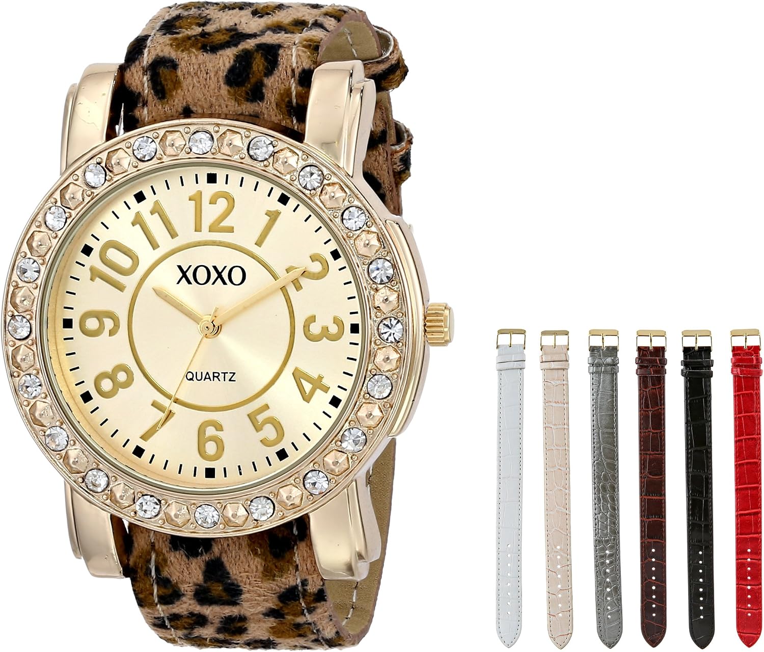 Accutime XOXO Women's XO9065 Analog Display Analog Quartz Gold-Tone Watch with Interchangeable Straps