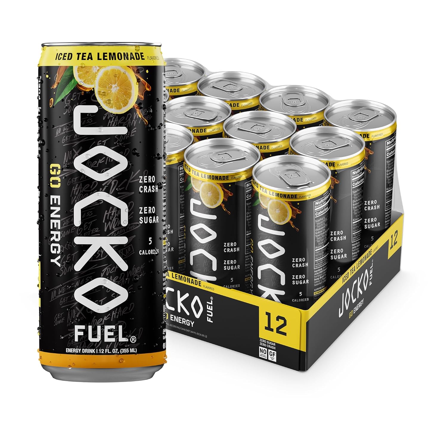 Jocko Fuel GO Energy Drinks, Sour Apple, 12 oz | 12 Pack