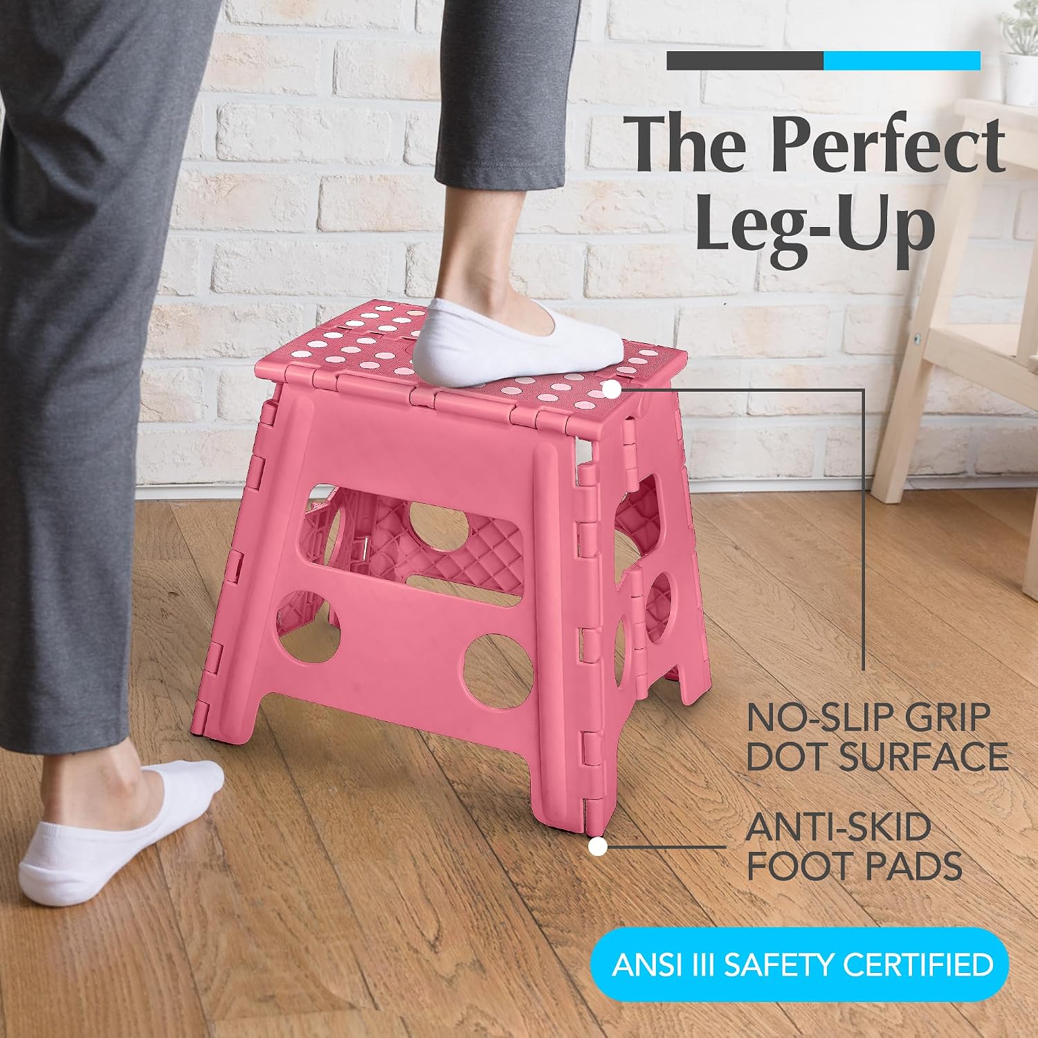 Handy Laundry Folding Step Stool 9 Inch, Black, Non-Slip Holds 300 lbs | 9 Inch, Black, Foldable Collapsible Step Stool, Non-Slip, Holds 300 lbs, Kitchen Bathroom Bedroom, Adults