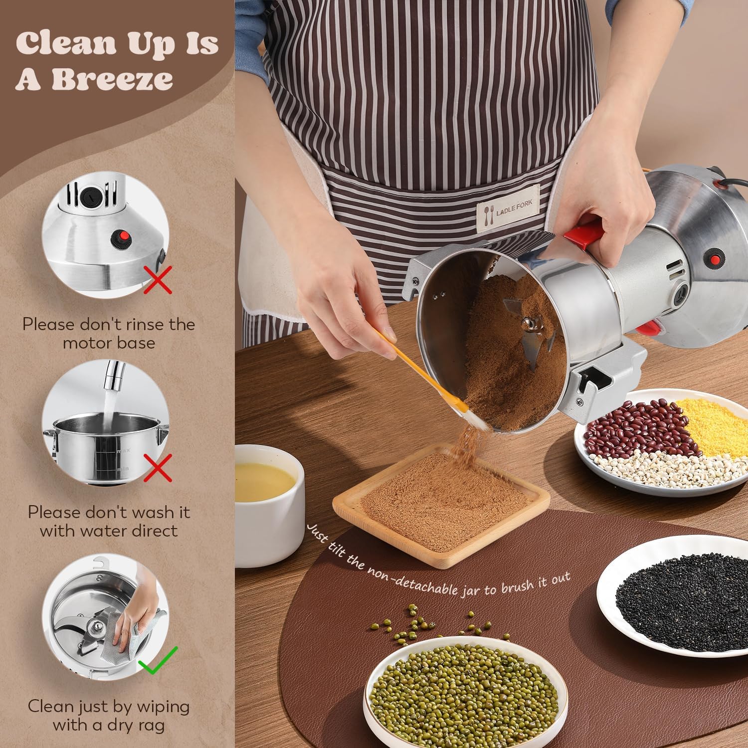 Moongiantgo Grain Mill Grinder Commercial Spice Grinder, 2500g Swing, 110V
