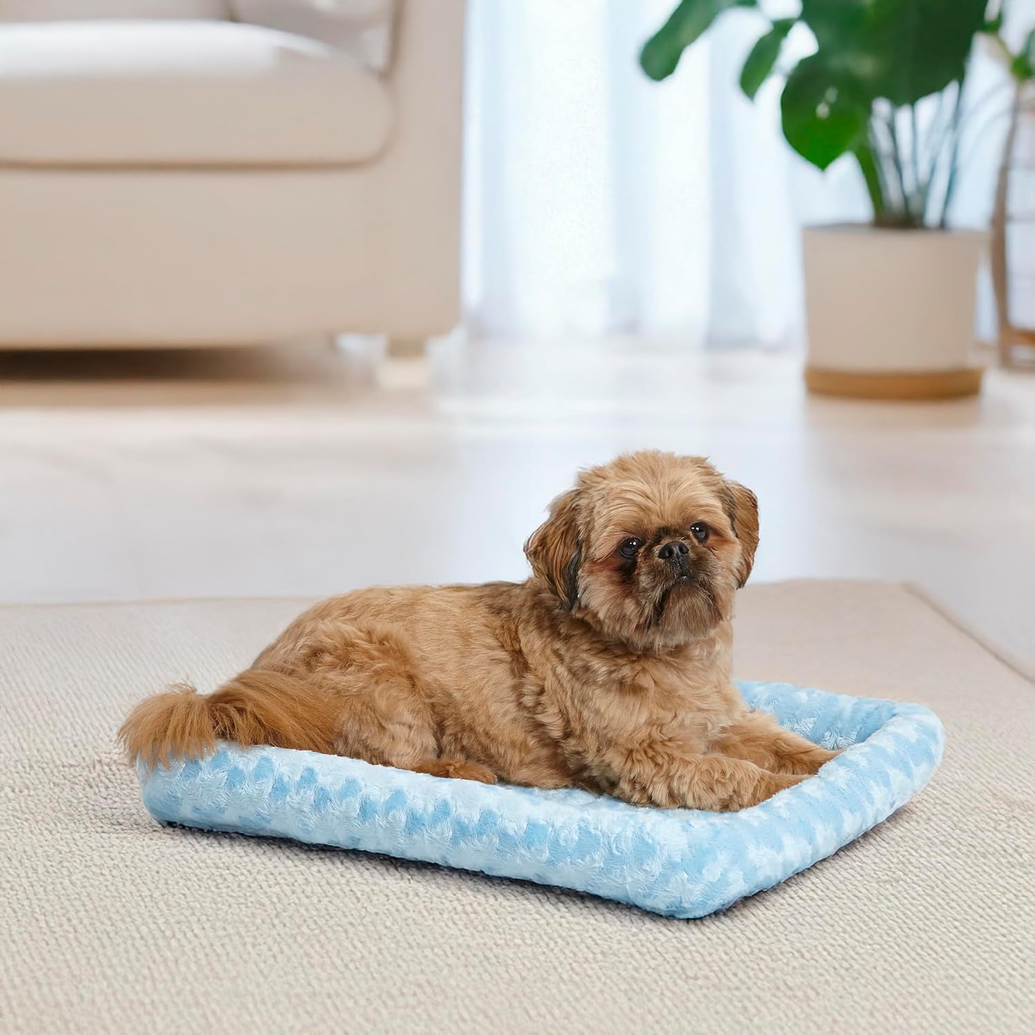 MidWest Homes for Pets QuietTime XXS Dog Bed – Cinnamon Faux Fur Bolster, Ultra-Soft and Machine Washable, Fits 18-Inch Crates and Carriers, for Small Dogs and Cats