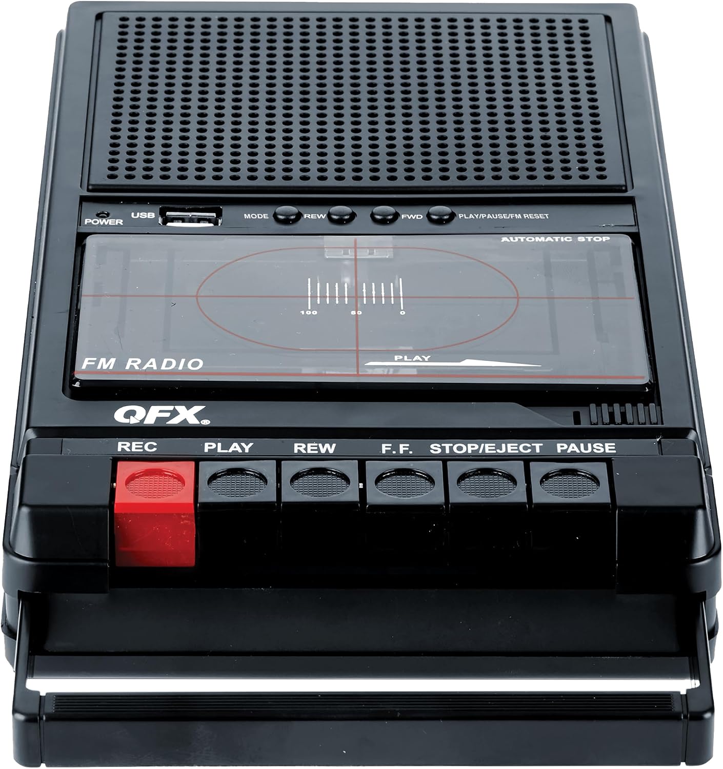 QFX Portable Shoebox Cassette Tape Player Recorder, RETRO-39BT | USB to Cassette Recording, Built-In Mic, 3.5" Bluetooth Speaker, FM Radio