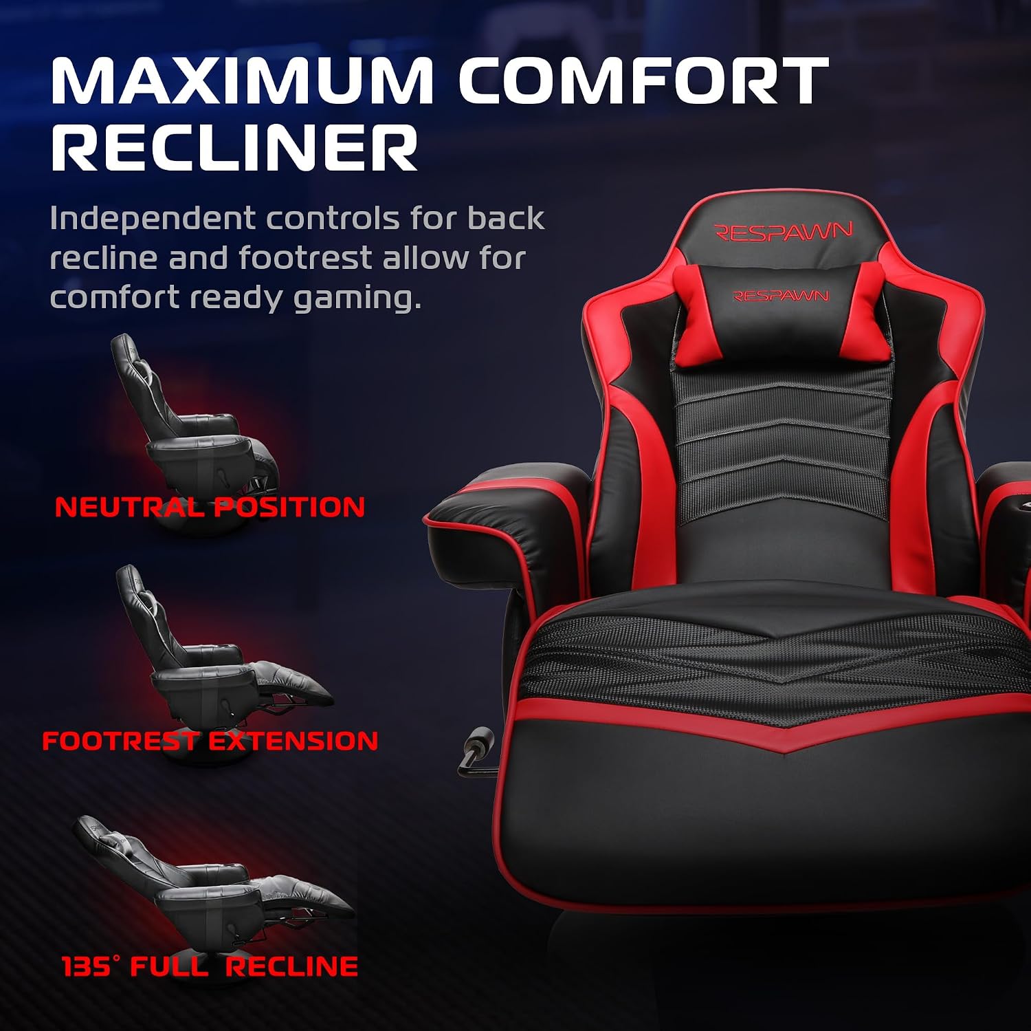 Respawn 900 Gaming Recliner Chair with Footrest, Cup Holder and Swivel