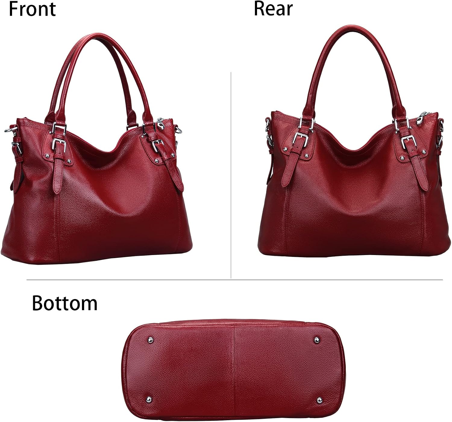 HESHE Leather Purses and Handbag for Women Shoulder Bag Tote Top Handle Bag | Genuine Designer Large Capcity Hobo Crossbody Satchel Travel Work Ladies Zippered Ladies Daily Bag Adjustable Long Strap