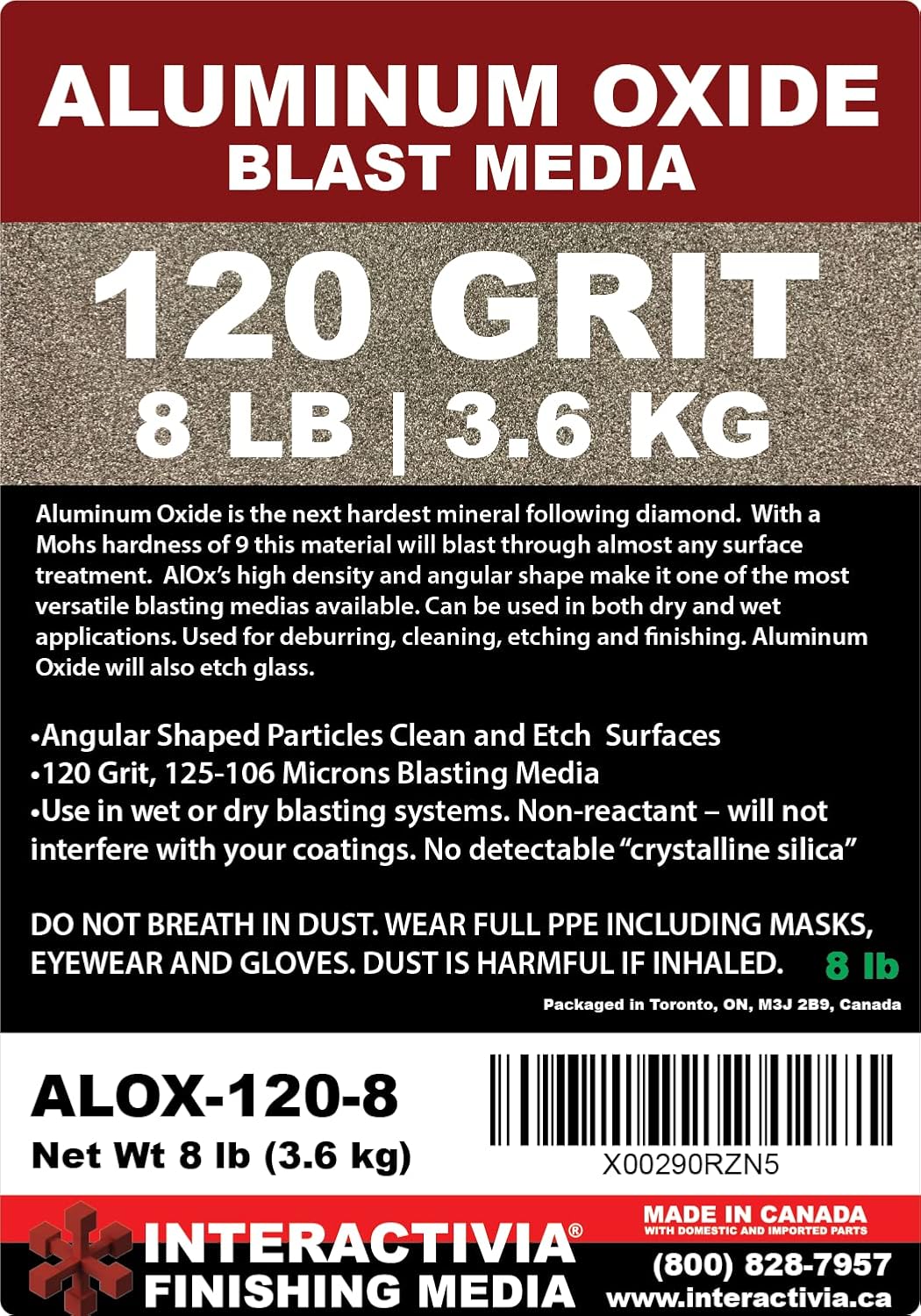 #80 Aluminum Oxide - 8 LBS - Medium Sand Blasting Abrasive Media for Blasting Cabinet and Blasting Guns.