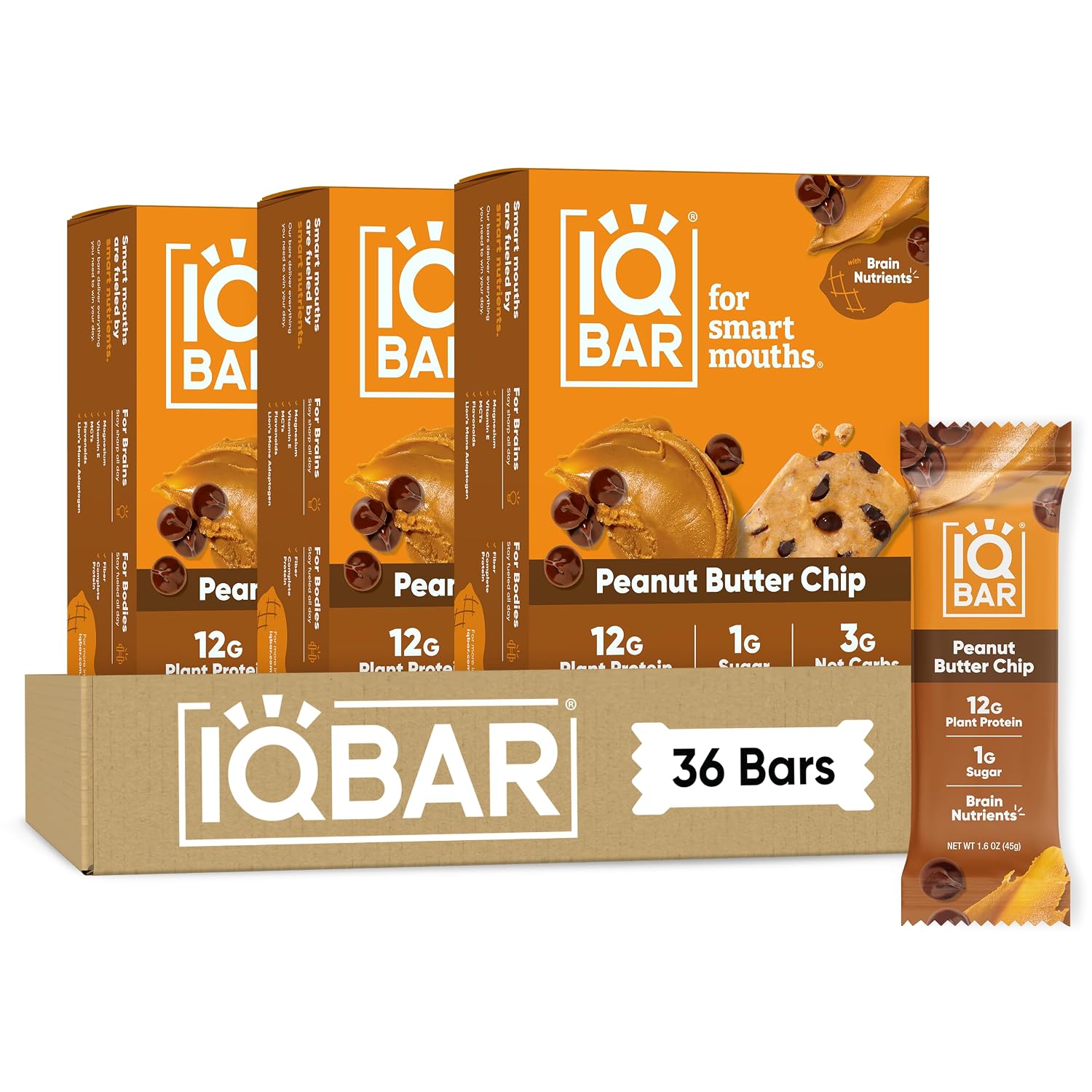 IQBAR Clean Protein Bars, Low Sugar Keto, Banana Nut 12-Count