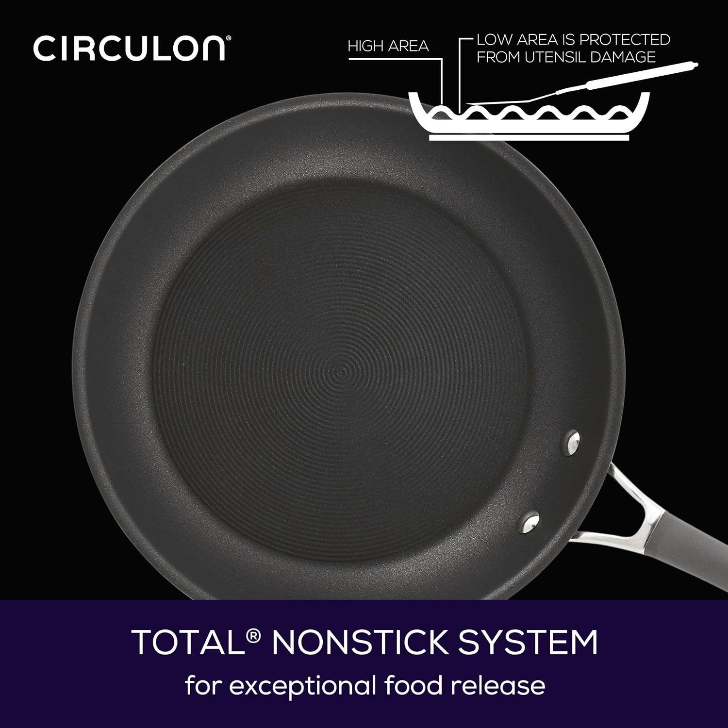 Circulon Radiance Hard Anodized Nonstick Deep Frying Pan with Lid, 12 inch Frying Pan with Lid, Deep Skillet, Gray