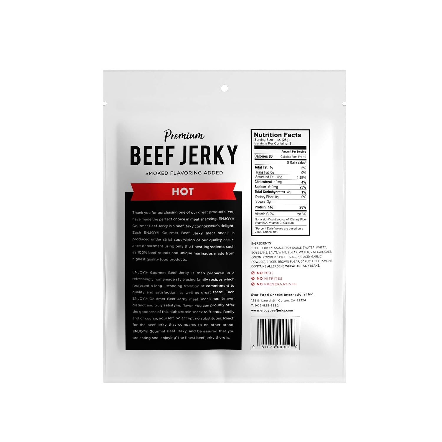 Enjoy Peppered Beef Jerky 8 oz (Pack of 1) | High Protein | No Nitrites