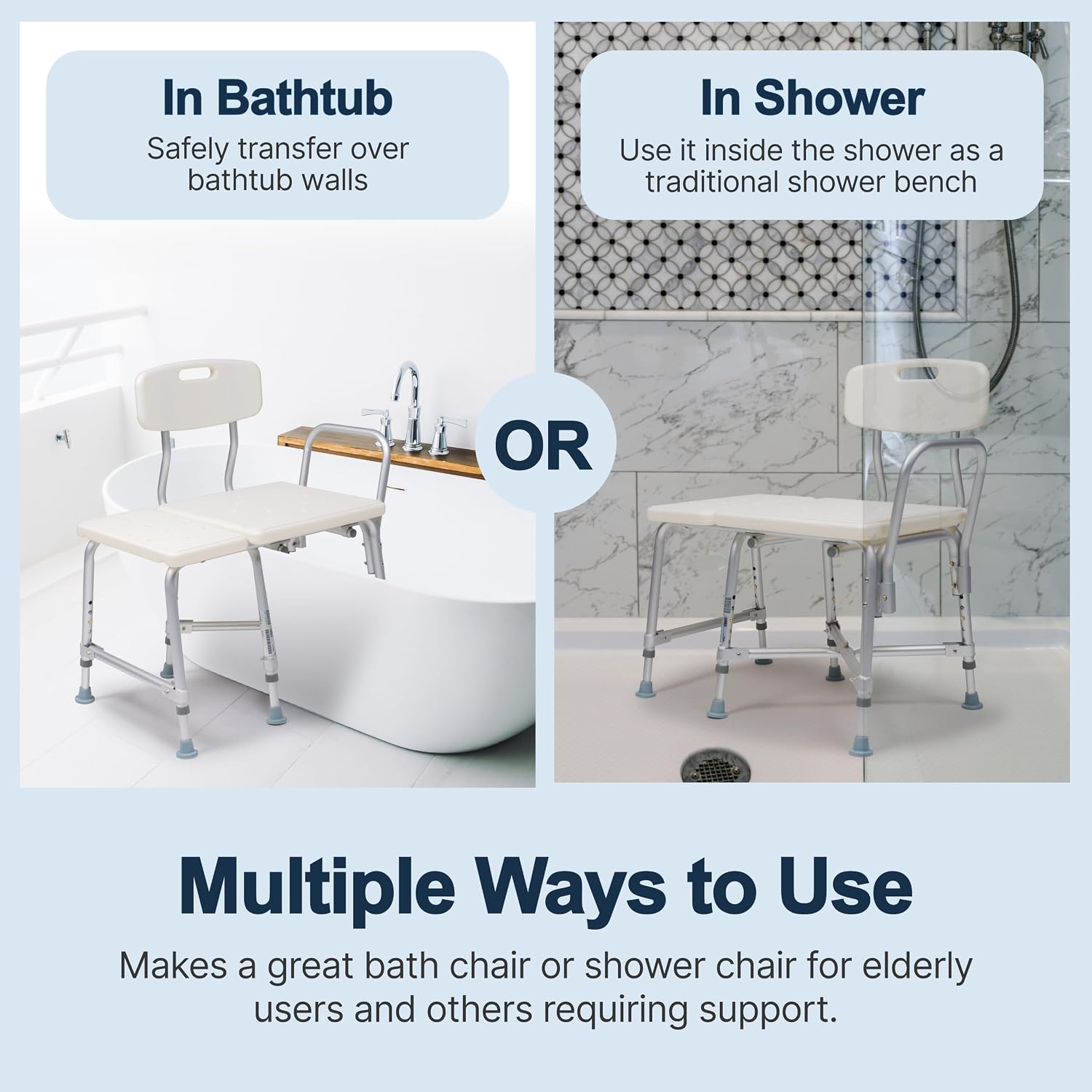 Lumex Bariatric Tub Transfer Bench, Heavy-Duty Shower & Bathtub Chair, Extra-Wide Seat, 600 lb. Limit