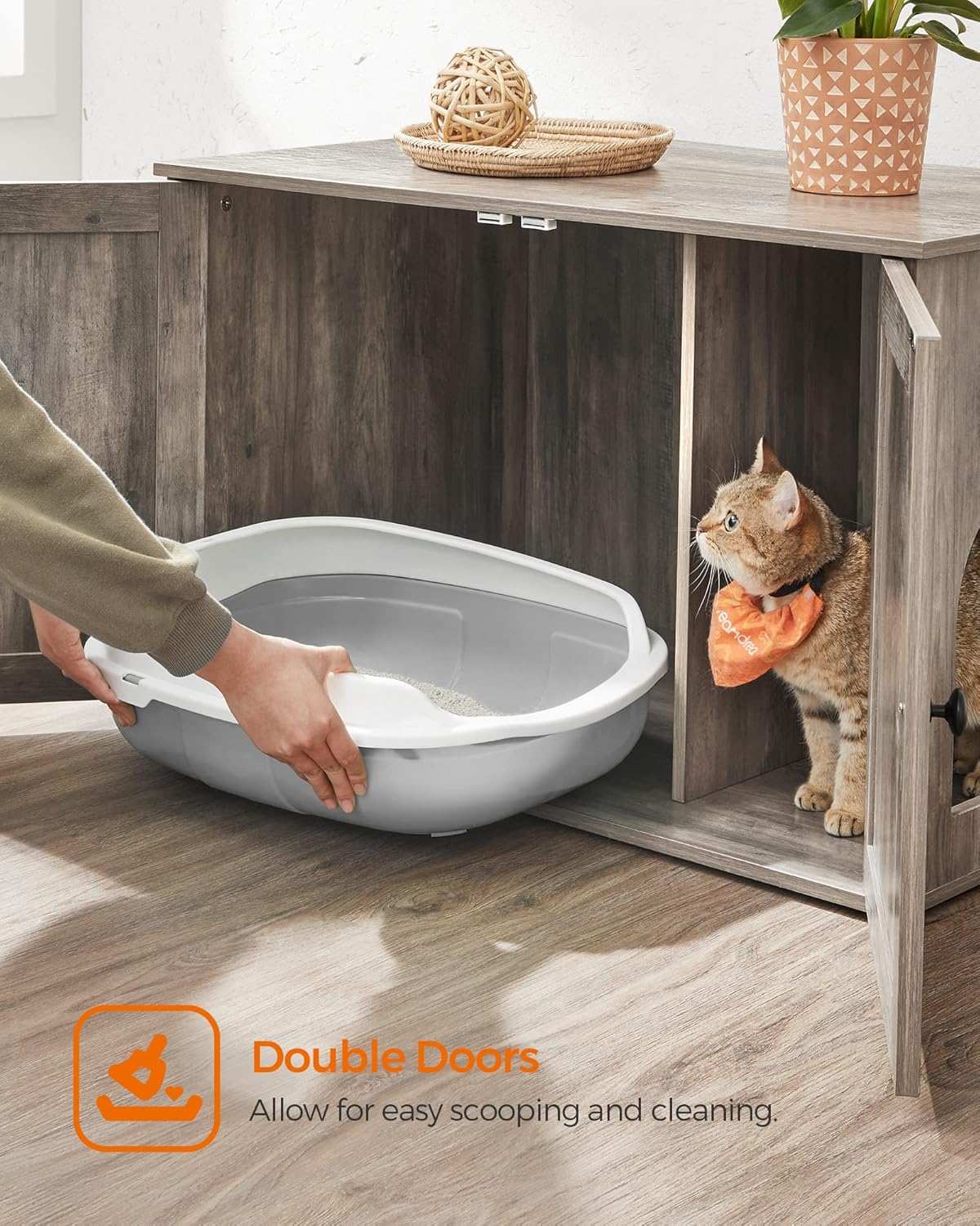 Feandrea Cat Litter Box Enclosure, End Table, 31.5 x 20.9 x 19.7 Inches