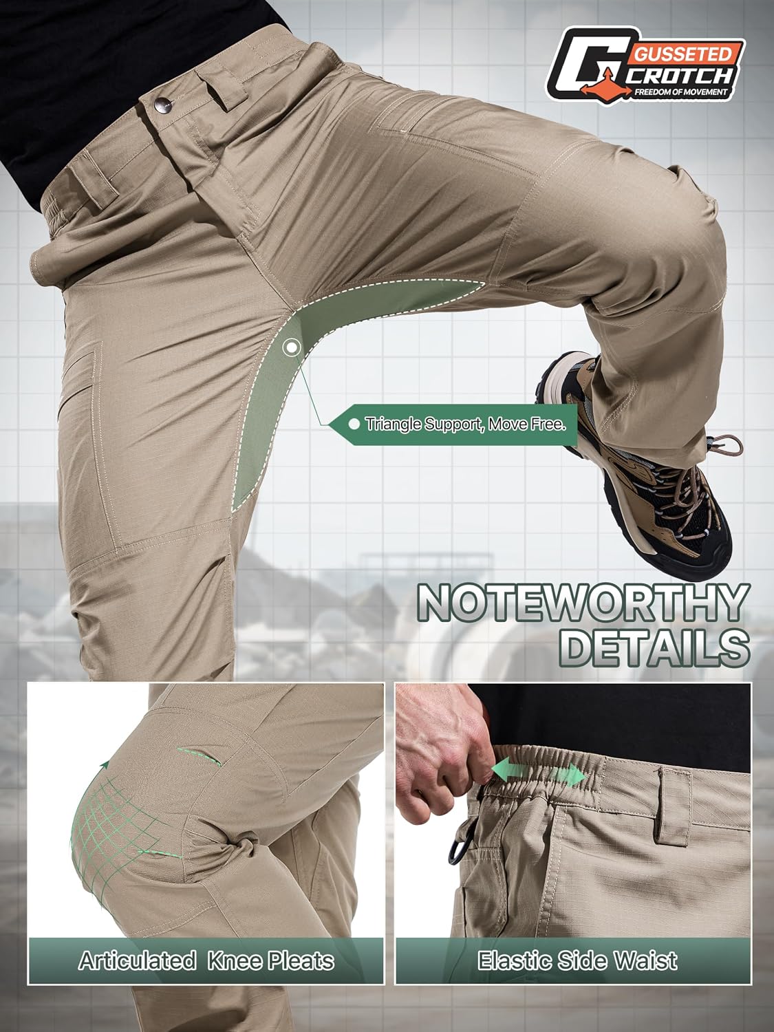 FREE SOLDIER Mens Cargo Work Tactical Pants Ripstop