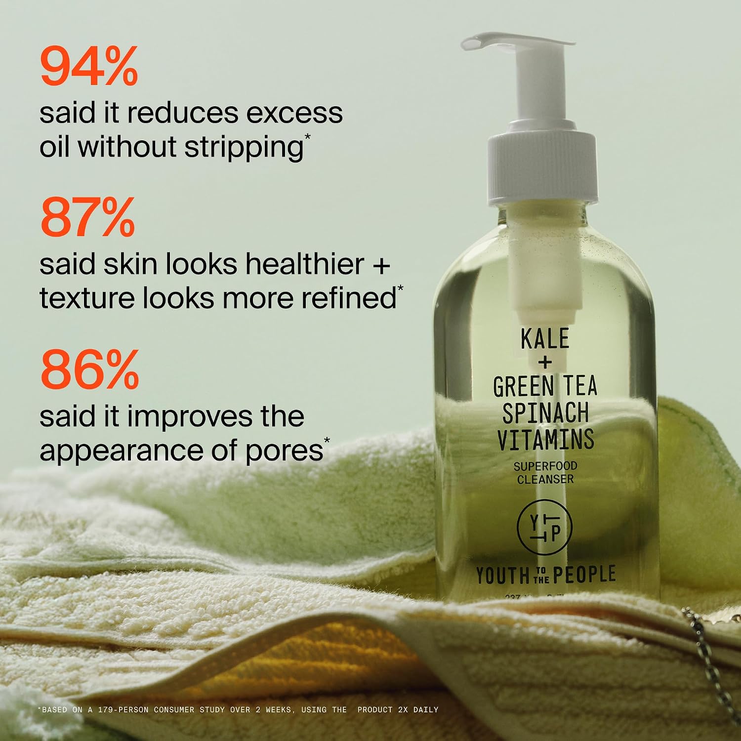 Youth To The People Superfood Cleanser - Kale + Spinach Hydrating Face Wash | Antioxidant-Rich Daily Facial Cleanser - Refillable, pH-balanced, Non-drying, Gentle Makeup Remover, All Skin Types, Vegan