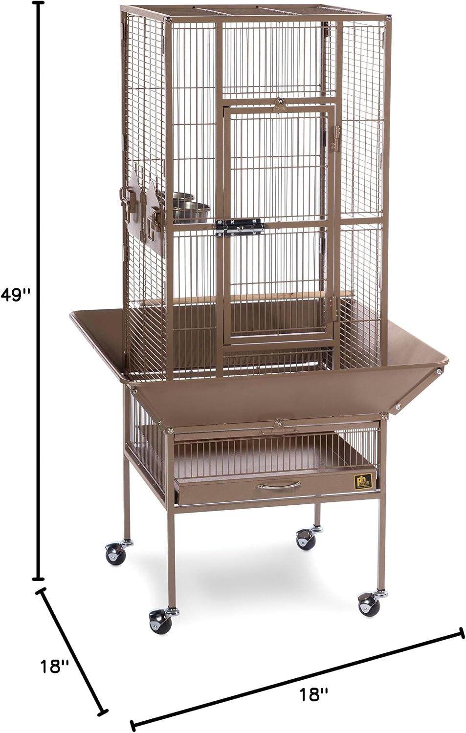 Prevue Pet Products Steel Bird Flight Cage with Wheels - Black, Large | Large Birdcage for Parakeets, Canaries, Finches, Cockatiels, Lovebirds, & Green Cheeks, Metal Standing Birdcage