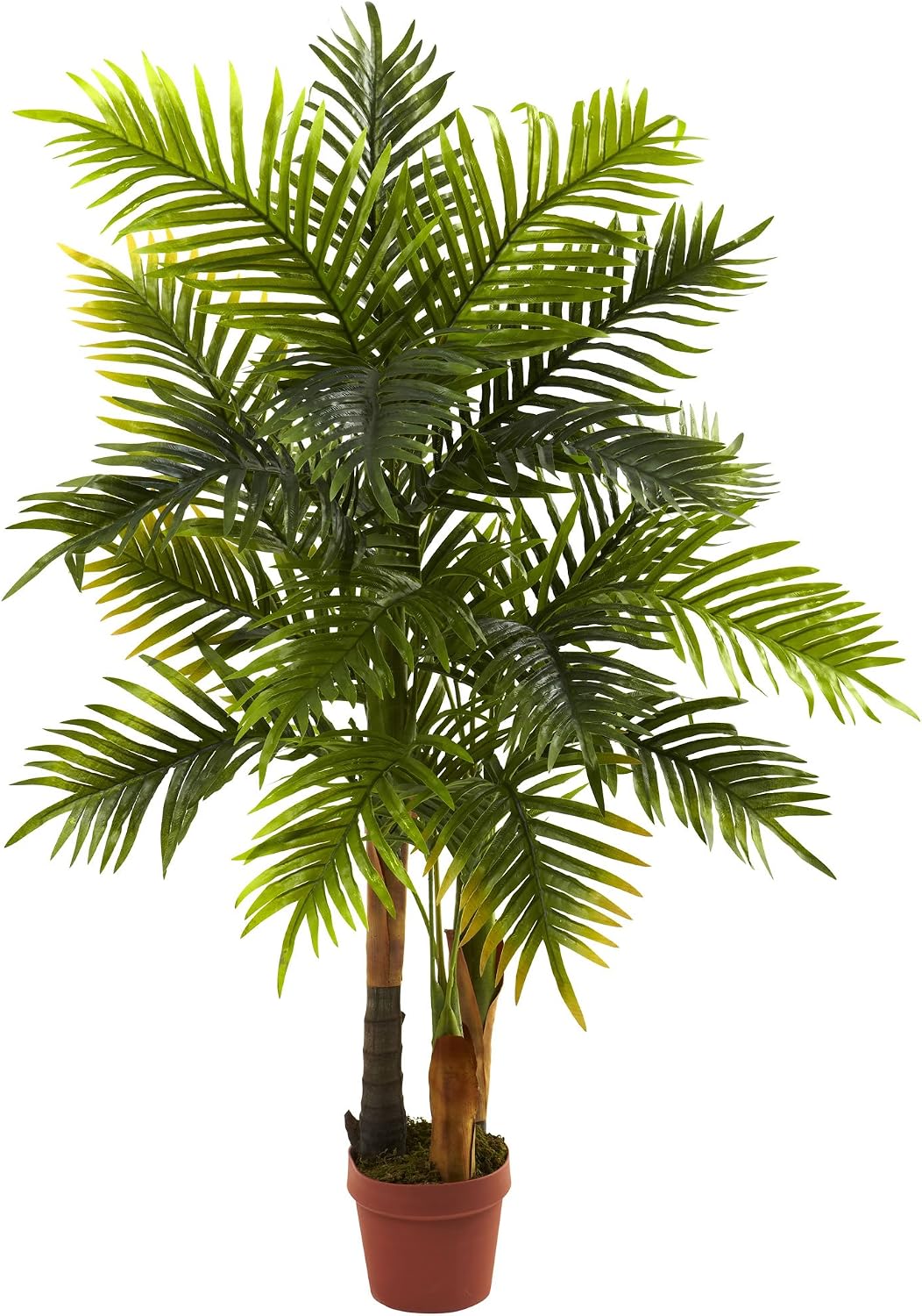 Nearly Natural 4 ft Artificial Areca Palm Tree Real Touch Decor with Pot | Natural-Looking Trunks, 130 Lifelike Leaves, Non-Decorative Nursery Pot