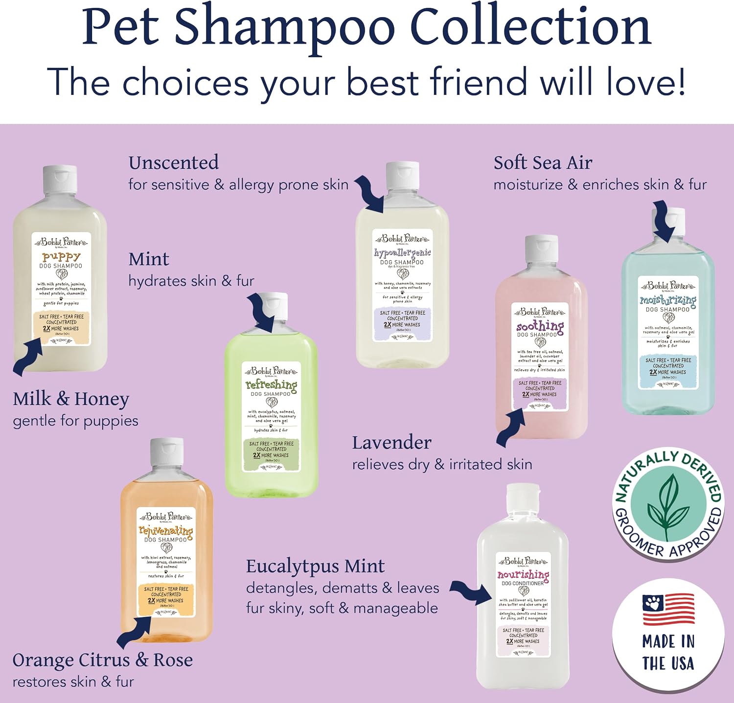 Bobbi Panter Soothing Dog Shampoo Tea Tree, Lavender, Cucumber & Oat Protein – Natural Formula for Sensitive Skin & Irritation Relief, Tear-Free, 30:1 Concentrate, Made in USA, 14 oz