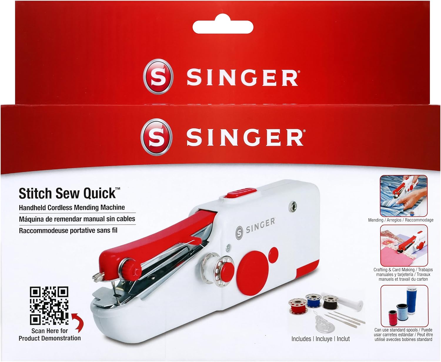 SINGER Stitch Sew Quick™ Portable Handheld Cordless Mending Machine | Cordless handheld mending machine for fast repairs on curtains