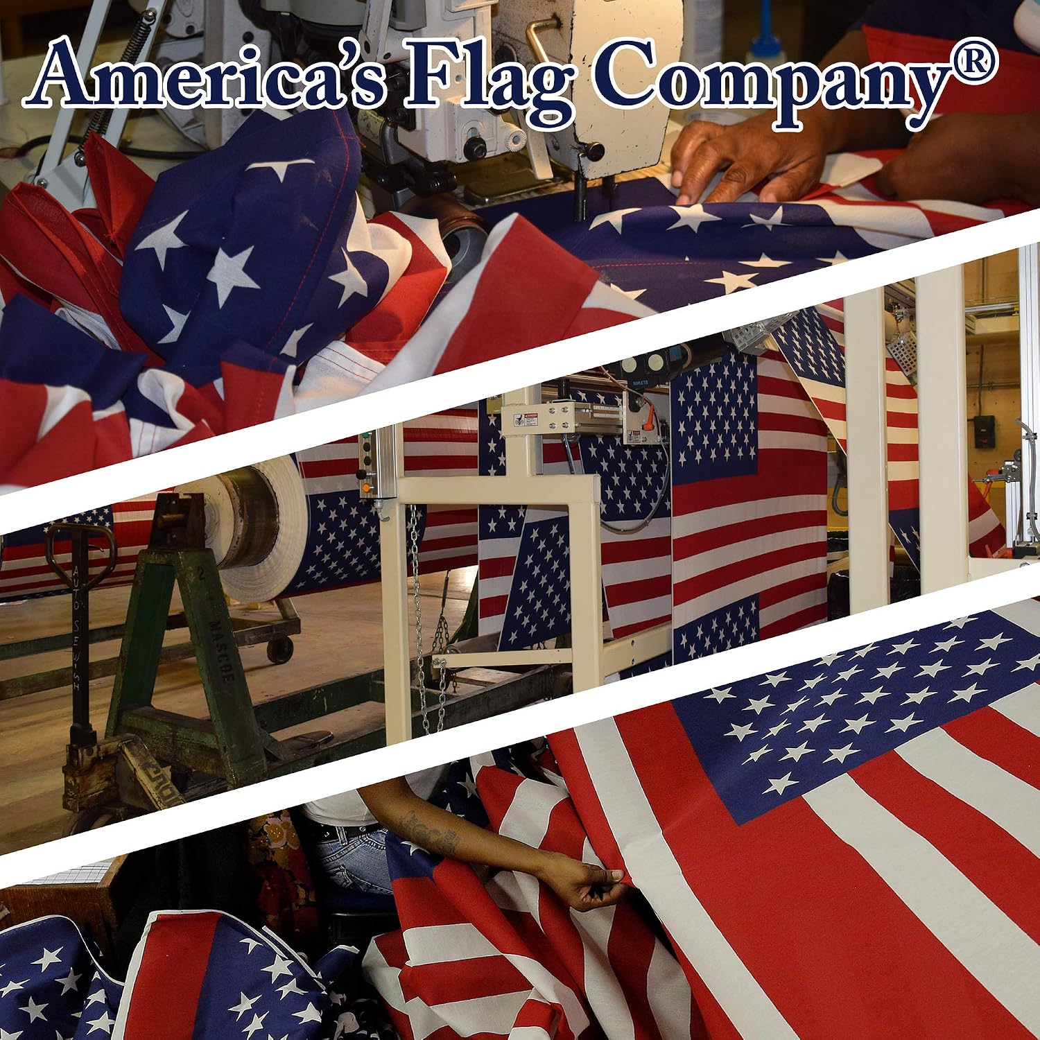 America’s Flag Company - American Flag 5x8 FT – Heavy Duty Nylon Outdoor US Flag – Embroidered Stars, Sewn Stripes, Brass Grommets - Made in USA - by Valley Forge Flag