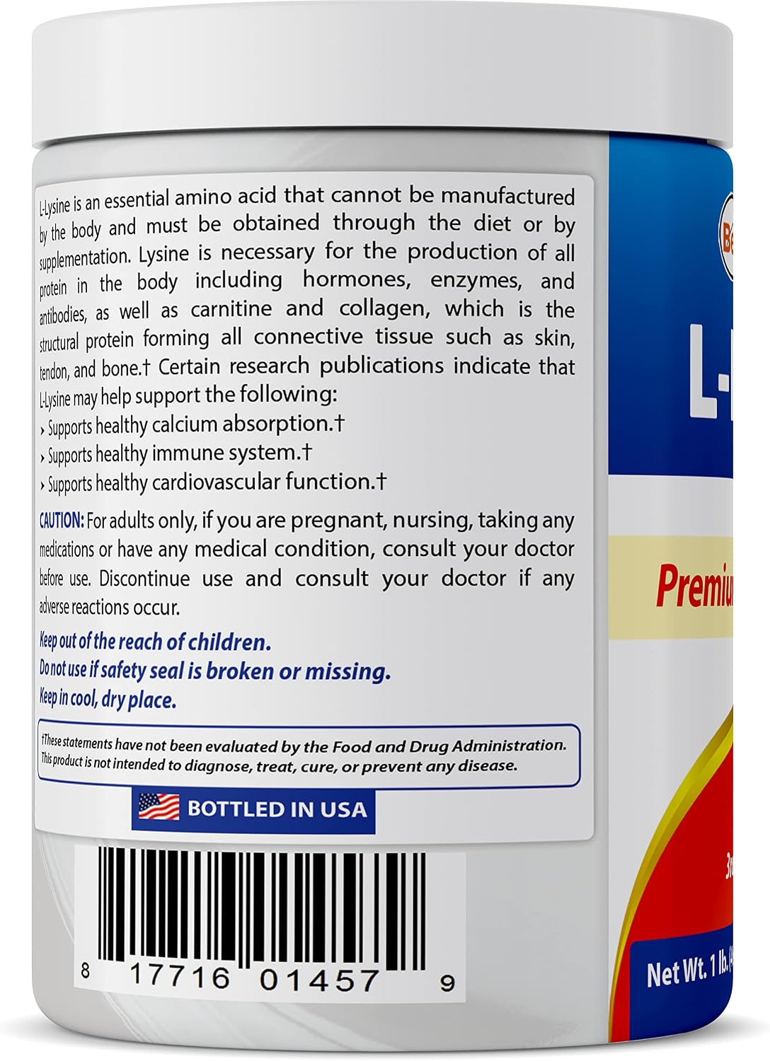 Best Naturals Lysine Powder, 1 Pound - 100% Pure (1 LB (Pack of 1))