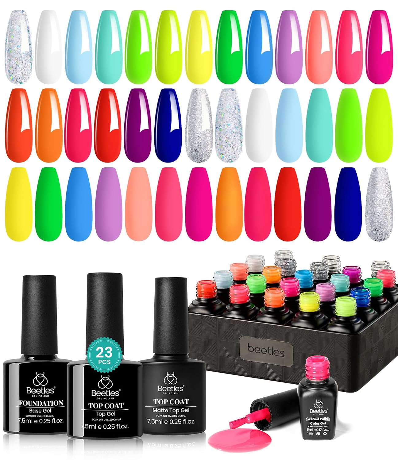 Beetles Gel Nail Polish Set with Base Glossy Matte Top Coat Macaron Gel