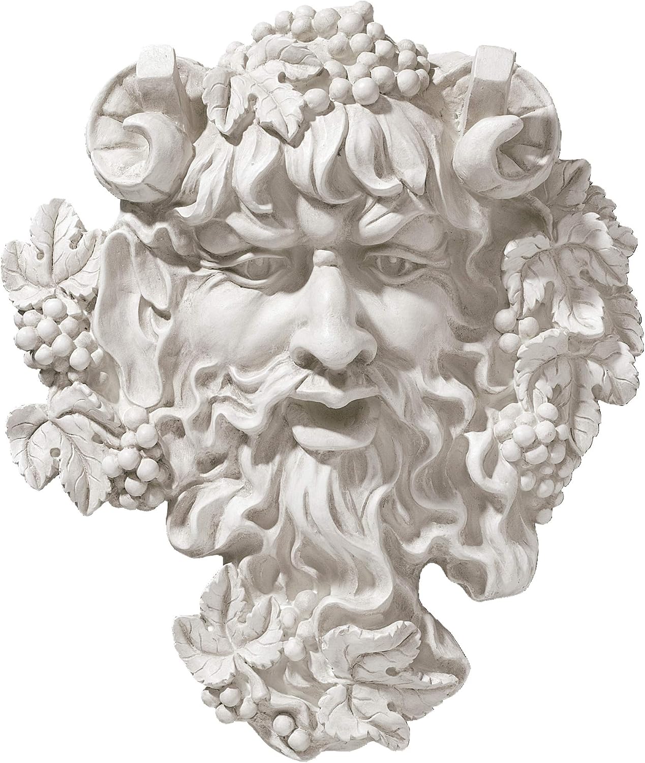 Design Toscano Bacchus, Grape Harvest Wine Greek Greenman Face Wall Sculpture, Medium, 12 inches tall, Cast Stone Resin, Antique Stone Finish