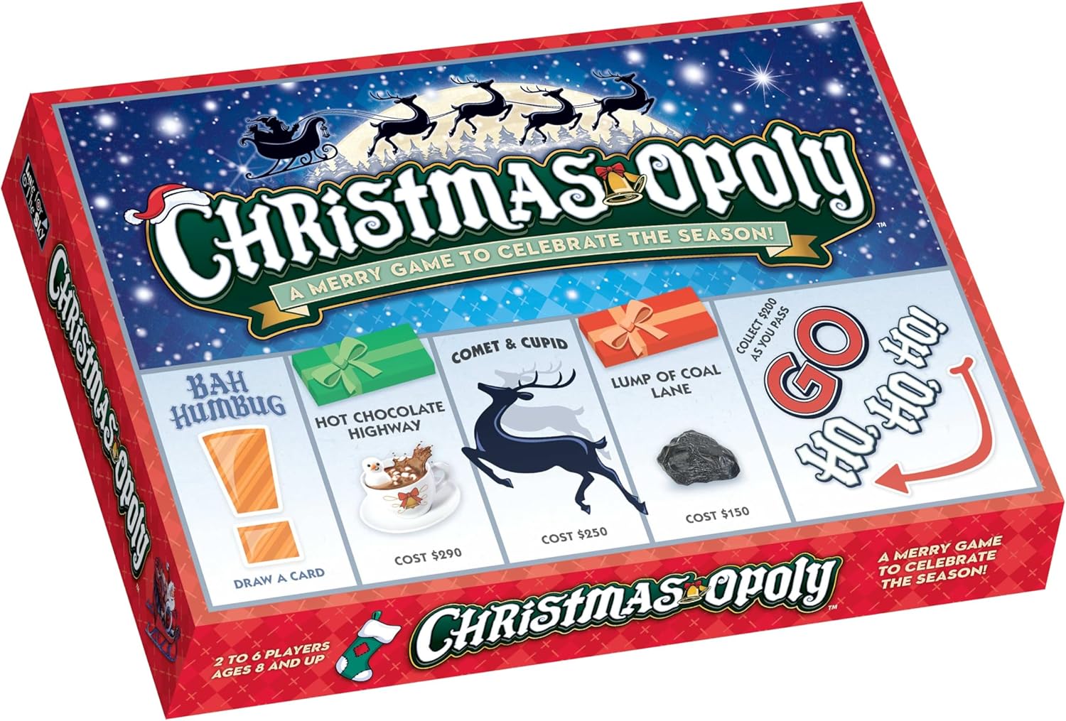 Late for the Sky Christmas-Opoly Board Game - Family Holiday Party Game for 2-6 Players, Ages 8+, Festive Collect-and-Trade Play