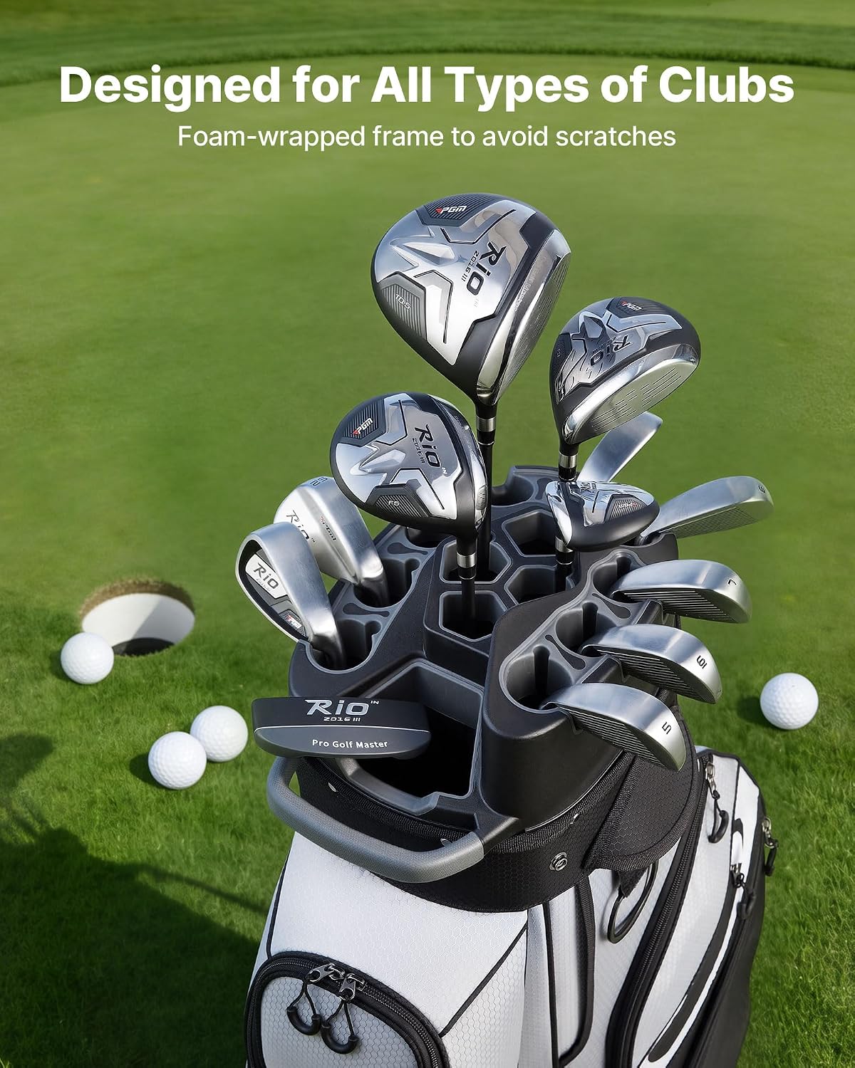 VEVOR Golf Cart Bag, 14 Way Molded Lock Top Divider Organizer, Golf Club Bag with Full-Length Divider, Handles, Storage Pockets, Shoulder Strap, Rain Hood, Smooth Zippers for Men & Women
