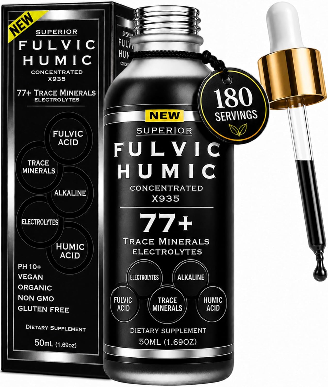 Fulvic Humic Mineral Blend Drops – 77+ Trace Minerals & Electrolytes